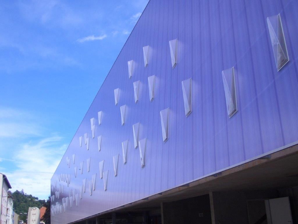 BVH-Marienmühle Graz - Produkt PC-Paneele Modulit bicolor Lila / Transparent 40 mm Breite 338 mm